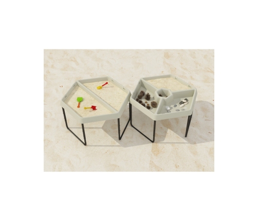 MASTERKIDZ Sześciokątny Stolik Do Zabawy Piaskiem i Wodą 2 Komory Regulowana Wysokość