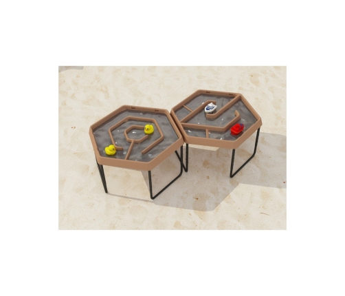 MASTERKIDZ Sześciokątny Stolik Do Zabawy Piaskiem i Wodą Labirynt Regulowana Wysokość