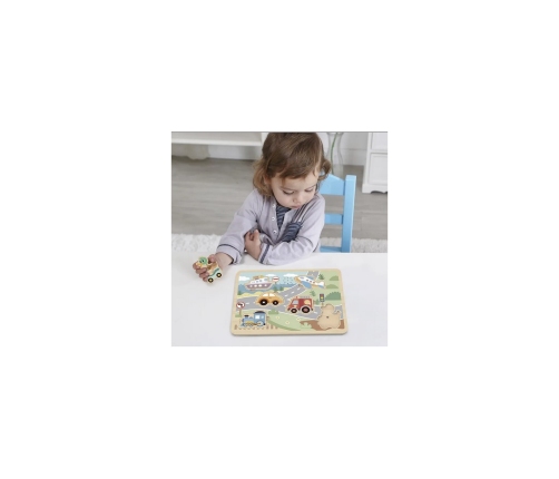 TOOKY TOY Drewniane Interaktywne Puzzle Pojazdy