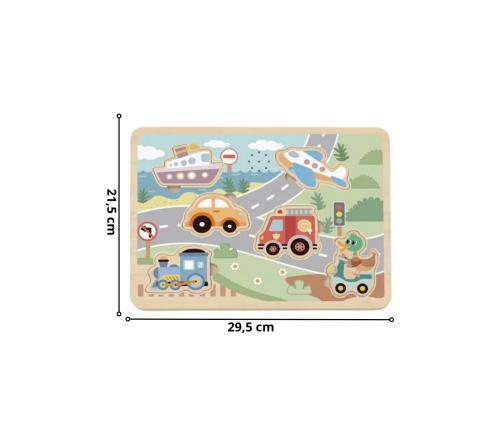 TOOKY TOY Drewniane Interaktywne Puzzle Pojazdy