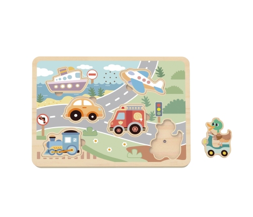 TOOKY TOY Drewniane Interaktywne Puzzle Pojazdy