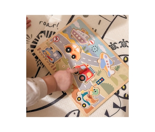 TOOKY TOY Drewniane Interaktywne Puzzle Pojazdy