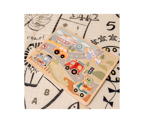 TOOKY TOY Drewniane Interaktywne Puzzle Pojazdy