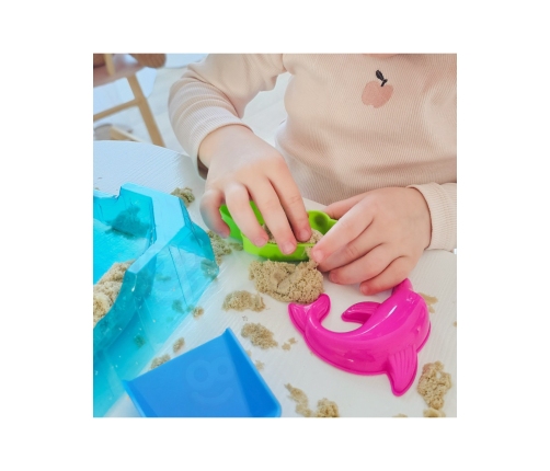 WOOPIE Piasek Kinetyczny 0,5 kg Zestaw Stolik z Foremkami