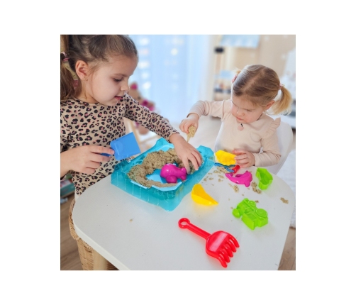 WOOPIE Piasek Kinetyczny 0,5 kg Zestaw Stolik z Foremkami