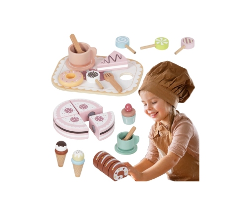 TOOKY TOY Sweet Cake Drewniany Zestaw Słodkości w Pudełku Cukiernia Lodziarnia