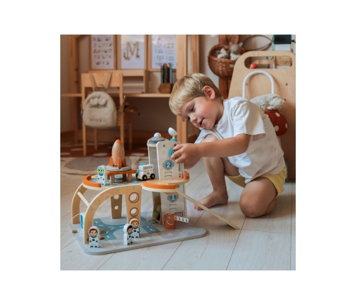 TOOKY TOY Drewniany Kosmiczny Parking Stacja Kosmiczna