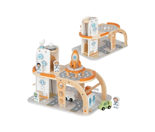 TOOKY TOY Drewniany Kosmiczny Parking Stacja Kosmiczna