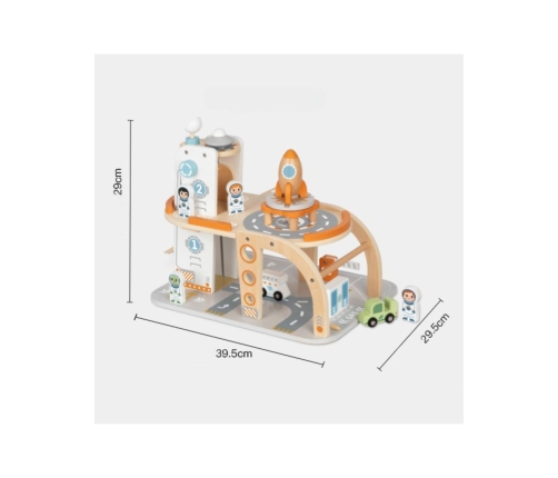 TOOKY TOY Drewniany Kosmiczny Parking Stacja Kosmiczna