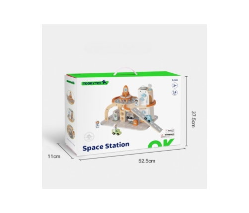 TOOKY TOY Drewniany Kosmiczny Parking Stacja Kosmiczna