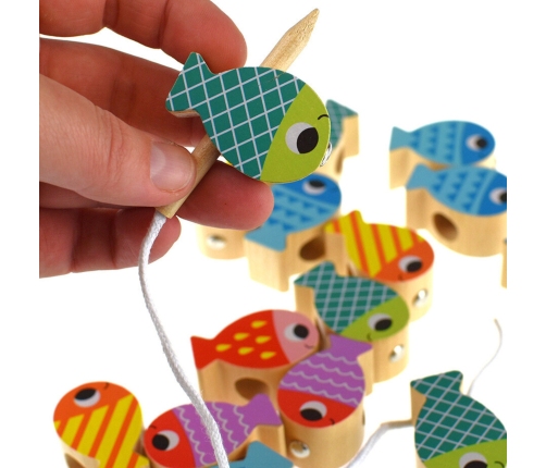 TOOKY TOY Drewniana Gra Wieloryb i Rybki Wielofunkcyjna 4 w 1