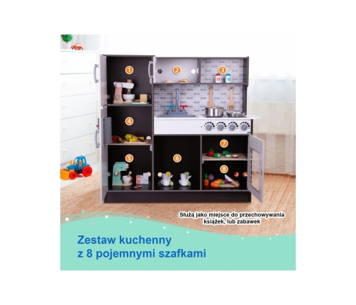 TOOKY TOY Kuchnia Drewniana Nowoczesna Akcesoria