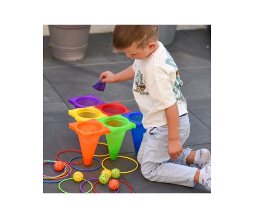 WOOPIE Zestaw Gier Ogrodowych 3w1 Pachołki Obręcze Woreczki 30 el.