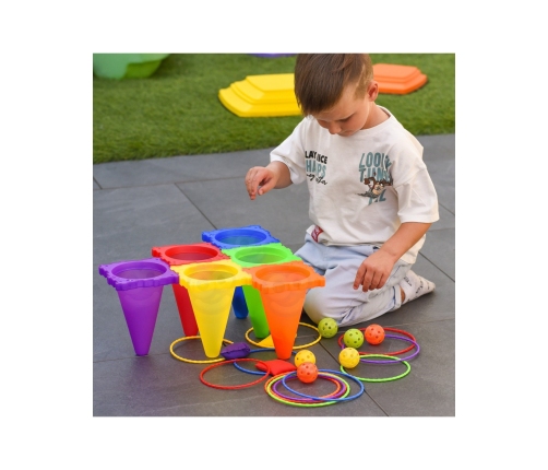 WOOPIE Zestaw Gier Ogrodowych 3w1 Pachołki Obręcze Woreczki 30 el.