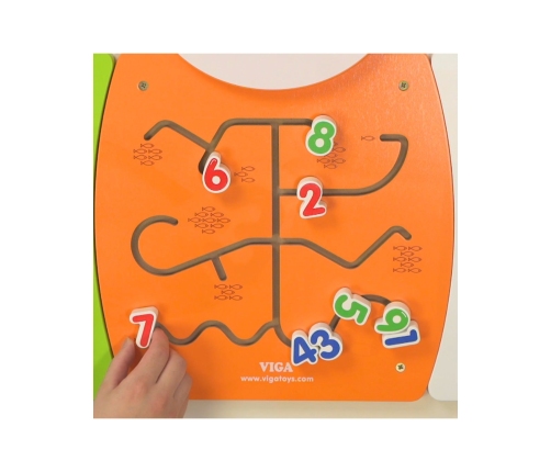 VIGA Drewniana Tablica Manipulacyjna Cyfry Kotek Certyfikat FSC Montessori