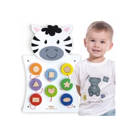 VIGA Drewniana Tablica Manipulacyjna Zebra Certyfikat FSC Montessori