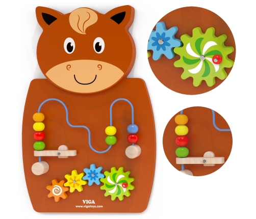 VIGA Drewniana Tablica Manipulacyjna Konik Certyfikat FSC Montessori