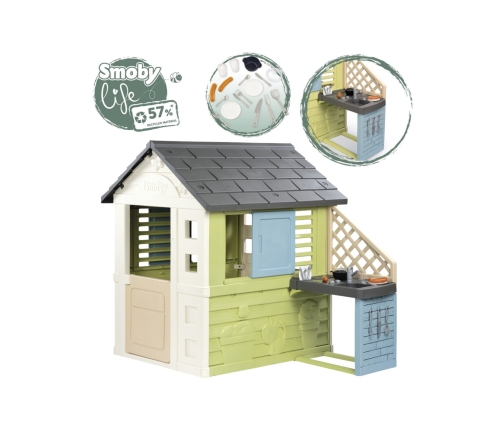SMOBY Life Domek Ogrodowy PRETTY z Kuchnią + 17 Akcesoriów