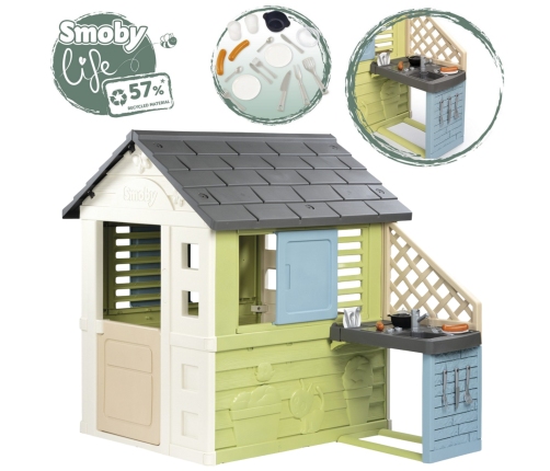 SMOBY Life Domek Ogrodowy PRETTY z Kuchnią + 17 Akcesoriów