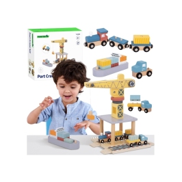TOOKY TOY Dźwig Portowy Drewniany Zestaw TOOKY TOY Dźwig Portowy Drewniany Zestaw