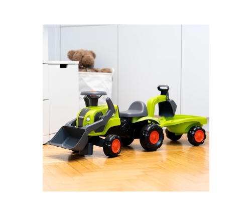 FALK Traktorek Jeździk Baby Claas z Koparką Łyżką i Przyczepą