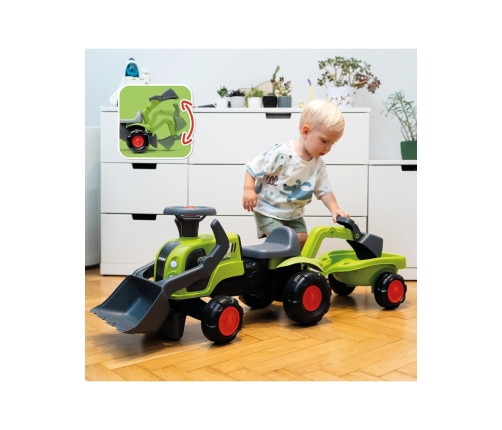 FALK Traktorek Jeździk Baby Claas z Koparką Łyżką i Przyczepą