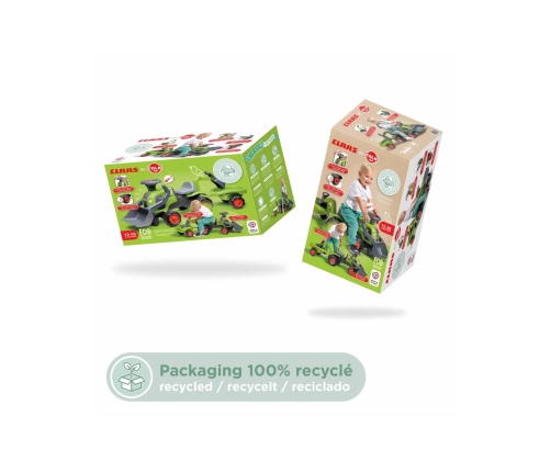 FALK Traktorek Jeździk Baby Claas z Koparką Łyżką i Przyczepą