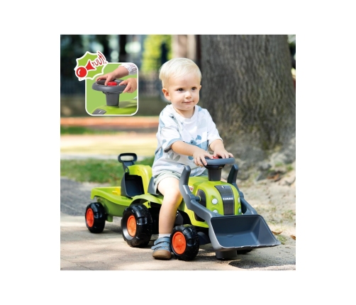 FALK Traktorek Jeździk Baby Claas z Koparką Łyżką i Przyczepą