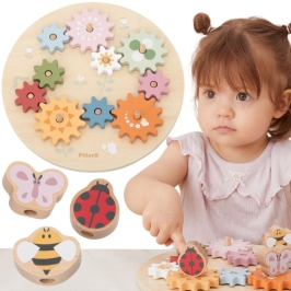 VIGA PolarB Drewniane Kolorowe Koła Zębate Montessori VIGA PolarB Drewniane Kolorowe Koła Zębate Montessori