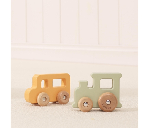 VIGA Zestaw Drewnianych Kolorowych Pojazdów 4szt. z Serii PolarB