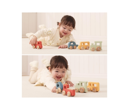 VIGA Zestaw Drewnianych Kolorowych Pojazdów 4szt. z Serii PolarB