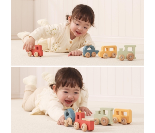 VIGA Zestaw Drewnianych Kolorowych Pojazdów 4szt. z Serii PolarB
