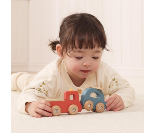 VIGA Zestaw Drewnianych Kolorowych Pojazdów 4szt. z Serii PolarB