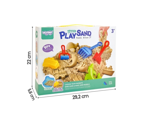 WOOPIE Piasek Kinetyczny 0,5 kg Zestaw Stolik z Foremkami