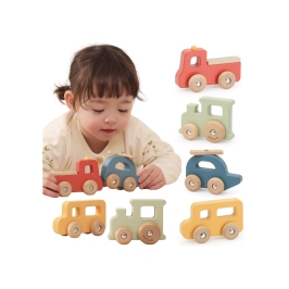 VIGA Zestaw Drewnianych Kolorowych Pojazdów 4szt. z Serii PolarB