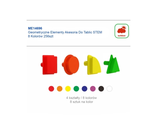 MASTERKIDZ Geometryczne Elementy 8 Kolorów 256 szt Akcesoria do tablic STEM