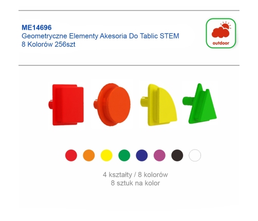 MASTERKIDZ Geometryczne Elementy 8 Kolorów 256 szt Akcesoria do tablic STEM