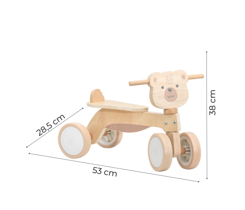 VIGA PolarB Drewniany Jeździk Miś Brunatny Miękkie Koła