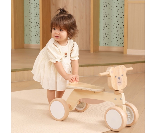 VIGA PolarB Drewniany Jeździk Miś Brunatny Miękkie Koła