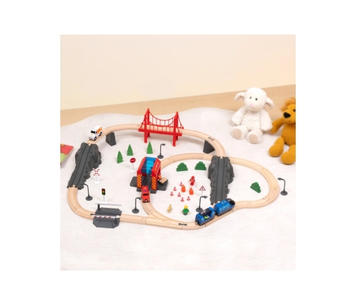 Tooky Toy Drewniana Kolejka Staż Pożarna Ambulans 70 el.