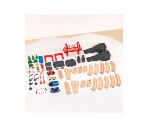 Tooky Toy Drewniana Kolejka Staż Pożarna Ambulans 70 el.