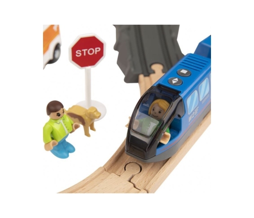 Tooky Toy Drewniana Kolejka Staż Pożarna Ambulans 70 el.