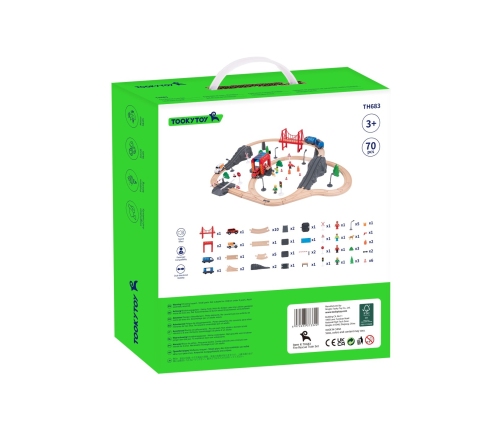 Tooky Toy Drewniana Kolejka Staż Pożarna Ambulans 70 el.