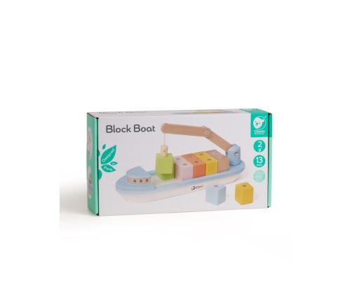 CLASSIC WORLD Drewniany Statek Układanie Bloków 13 el.