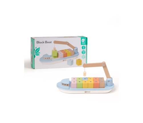 CLASSIC WORLD Drewniany Statek Układanie Bloków 13 el.