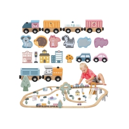 VIGA PolarB Drewniana kolejka dla dzieci Pociąg Tor 90 elementów