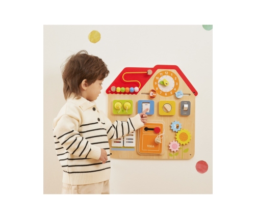 VIGA Drewniana Tablica Manipulacyjna Domek Odkrywania i Nauki