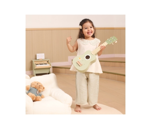 Viga Drewniane Ukulele Gitara Dla Dzieci Zielone Z Nutami