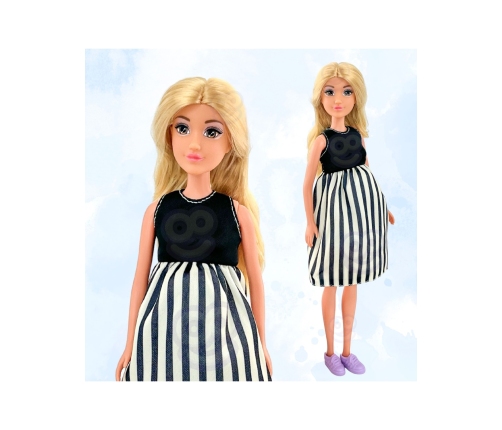 WOOPIE ROYAL Lalka Lily w Ciąży Sukienka w Czarno-białe Paski