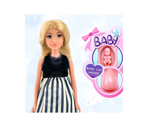 WOOPIE ROYAL Lalka Lily w Ciąży Sukienka w Czarno-białe Paski